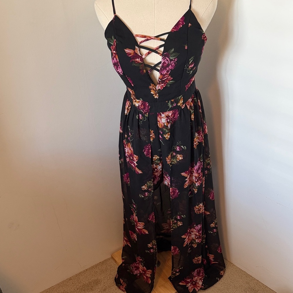 Floral Romper with Crisscross Front